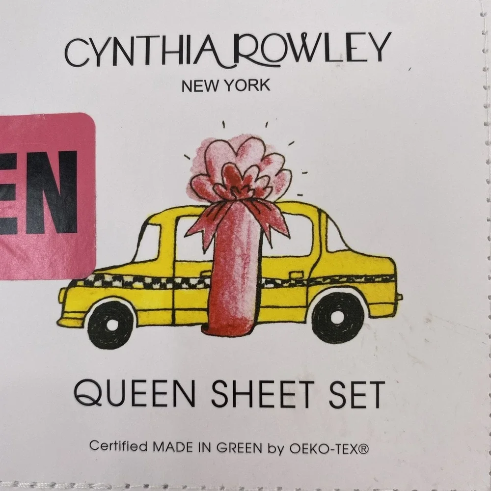 Cynthia Rowley Sheet Set QUEEN White Penguins Christmas Sweater Whimsical Soft